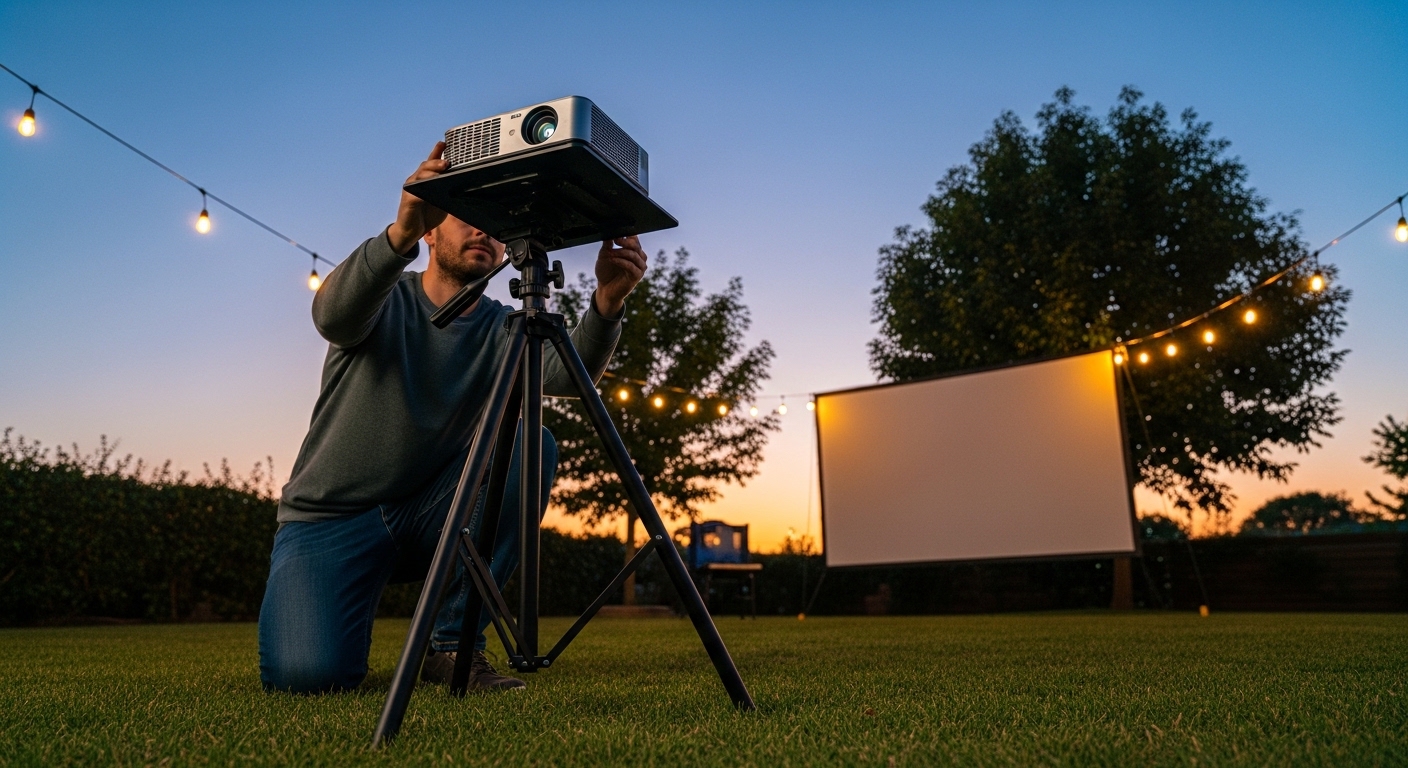 Backyard projector tips with stable tripod