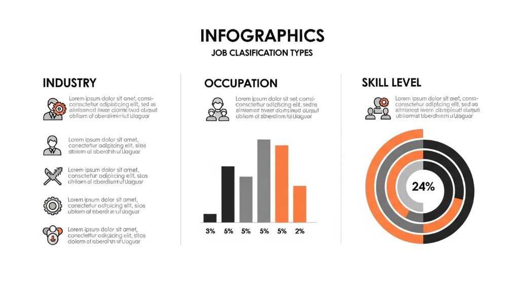 Infographic showing different job classification types including industry, occupation, and skill level